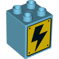 Duplo Brick 2 x 2 x 2 with Power Hazard Electric Lightning Bolt print