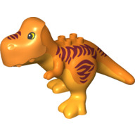 Duplo Dinosaur Tyrannosaurus Rex with Red Stripes, Bright Light Orange Belly Print