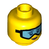 Minifig Head, Lips, Snow Goggles with Light Blue Lenses