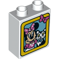 Duplo Brick 1 x 2 x 2 with Minnie Mouse and Cat in Yellow Board Print