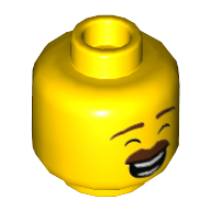 Minifig Head, Thick Reddish Brown Mustache, Big Smile, Open Mouth, Teeth