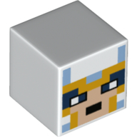 Minifig Head Special, Cube with Minecraft Pixels Yellow Line, Dark Blue Eyes Print