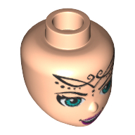 Minidoll Head with Azure Eyes, Dark Pink Lips, Black Tattoo on Forehead Print
