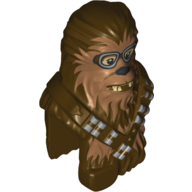 Minifig Head Special, Wookie with Shoulders and Chest, Ammo Belt and Goggles Print (Chewbacca)
