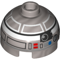 Brick Round 2 x 2 Dome Top - Hollow Stud with Bottom Axle Holder x Shape + Orientation with Droid Print