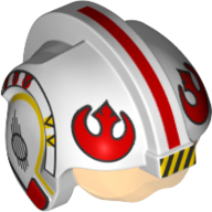 Helmet with Visor Rebel Pilot, Center Ridge, Trans-Orange Visor, Red Stripes, Rebel Logo Print