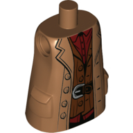 Image of part Torso Large, Long Coat with Molded Pockets, Broad Lapels, Red Shirt, Reddish Brown Vest, Black Belt with Silver Buckle Print (Hagrid)