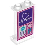 Panel 1 x 2 x 3 [Side Supports / Hollow Studs] with Heart Read Out Key Pad, Paw and Heart Print