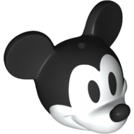 Image of part Minifig Head Special with Black Mouse Ears and Nose, White Face