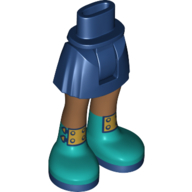Minidoll Hips and Short Skirt with Medium Nougat Legs and Azure Boots with Gold Buckles