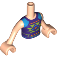 Image of part Minidoll Torso Girl with Dark Purple Shirt with Lime, Medium Blue and Pink Shapes