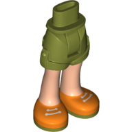 Minidoll Hips and Shorts with Light Nougat Legs and Orange Shoes, Olive Green Soles, White Laces print