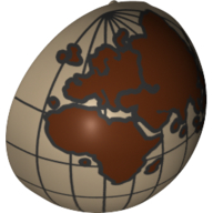 Dome Hemisphere 2 x 2 with Cutout with Reddish Brown Europe, Africa, Asia, Australia Globe Print
