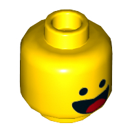 Minifig Head Benny, Dual Sided, Smile with Tongue / Scared Print [Hollow Stud]