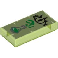 Tile 1 x 2 with Goblin Eye and Erlenmeyer Flask with Lime Vapors on Yellowish Green Parchment Background print