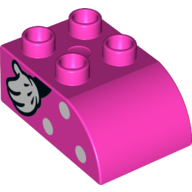 Duplo Brick 2 x 3 with Curved Top with White Spots and Hand with White Glove Print (Minnie Mouse)