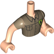 Minidoll Torso Man with Shirt, Pockets, Buttons, Pine Tree in Shield