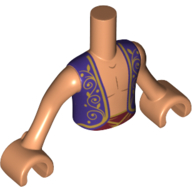 Minidoll Torso Boy with Dark Blue Vest with Gold Trim, Bare Chest, Dark Red Belt (Aladdin)