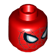 Minifig Head Spider-Man, Large White Eyes, Dark Red Web Print