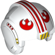 Helmet Rebel Pilot, Center Ridge with Red Stripes, Red Rebels Symbol, Yellow and Gray Stripes Print