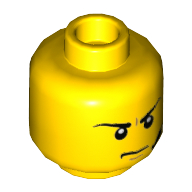 Minifig Head, Headset, Angry Frown