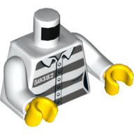 Torso Prison Jumpsuit with Dark Bluish Gray Stripes and '50382' Print, White Arms, Yellow Hands