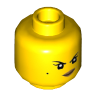 Minifig Head Nya, Eyebrows, Beauty Mark, Dark Tan Lips, Crooked Smile / Open Mouth Smile Print