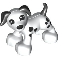 Duplo Animal Dog Large Paws with Black Ears and Tail and Spots - Looking to the Right