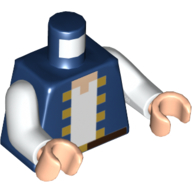 Torso Jacket Pixelated White and Gold Squares with Belt Print (Pirate), White Arms, Light Nougat Hands