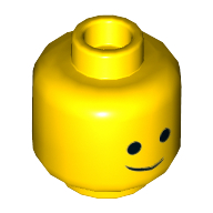 Minifig Head Emmet, Dual Sided, Lopsided Smile / Frustrated Print [Hollow Stud]
