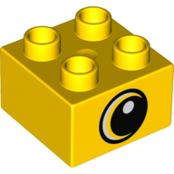 Duplo Brick 2 x 2 with Eye Looking Right with White Pupil Print