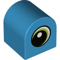 Duplo Brick 2 x 2 x 2 Curved Top with Large Eye with White Pupil, and Lime Iris Print