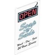 Glass for Window 1 x 4 x 6 with 'OPEN', 'Soap 'n' Suds' and 'Wash - Dry - Fold 24 Hour Service' print