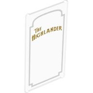 Glass for Window 1 x 4 x 6 with 'THE HIGHLANDER' and White Decorative Border Print
