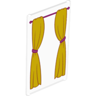 Glass for Window 1 x 4 x 6 with Pink Curtain Rod and Yellow Curtains with Pink Ties Print