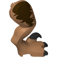 Animal Body Part, Dinosaur, Raptor Leg, Right, with Pin, Dark Brown Markings, Black Claws