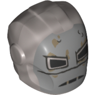 Helmet with Armor Plates and Ear Protectors with Light Bluish Grey Face and Black Eyes Print (Iron Man Mk1)