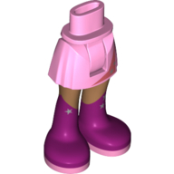 Minidoll Hips and Short Skirt with Medium Nougat Legs and Dark Pink Boots with Silver Star