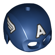 Helmet / Mask, Top Hole, White Wings, White 'A' Print (Captain America)
