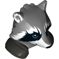 Minifig Head Special, Raccoon with Dark Bluish Grey Shoulder Pads Print (Rocket)