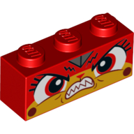 Brick 1 x 3 with Unikitty Angry, Sharp Teeth, Red Eyes print