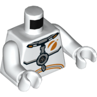Torso Space Suit, Gray Chest Device, Orange Mars Exploration Logo Print, White Arms and Hands