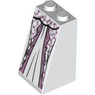 Image of part Slope 75° 2 x 2 x 3 [Solid Studs] with White Dress, Lavender Pattern print