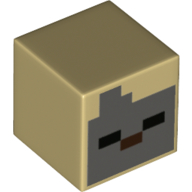 Minifig Head Special, Cube with Dark Bluish Gray Minecraft Face Print