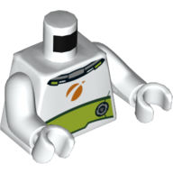 Torso Space Suit with Orange Emblem and Lime Panel Print, White Arms and Hands