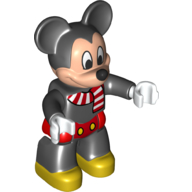 Duplo Figure Mickey Mouse with Red Shorts and Red and White Scarf Print