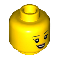 Minifig Head, Open Mouth Smile, Peach Lips