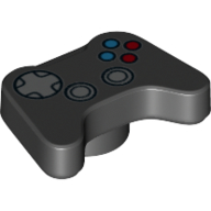 Game Controller with Silver D-Pad and Joysticks, and Red and Blue Buttons