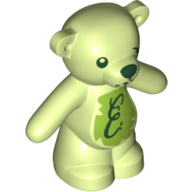 Image of part Animal, Bear / Teddy, Arms Down with Dark Green Eyes, Nose and Mouth / Lime Belly with Dark Green 'E' Print