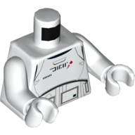 Torso Armor with Red Markings and Black Characters Print (Treadspeeder Pilot), White Arms and Hands